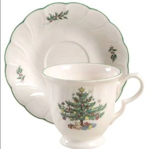 Footed Cup & Saucer Set Happy Holidays by NIKKO